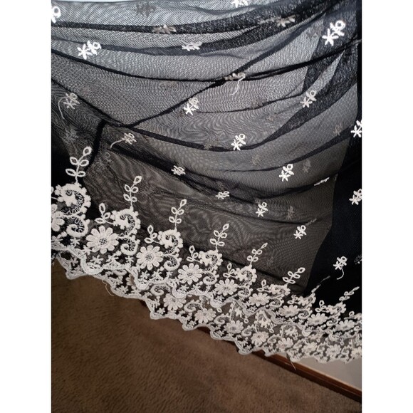 J Gee Cream Crochet Y2K Embroidered Black Mesh Dress Lined Fairy Plus Size 3X - Picture 7 of 10